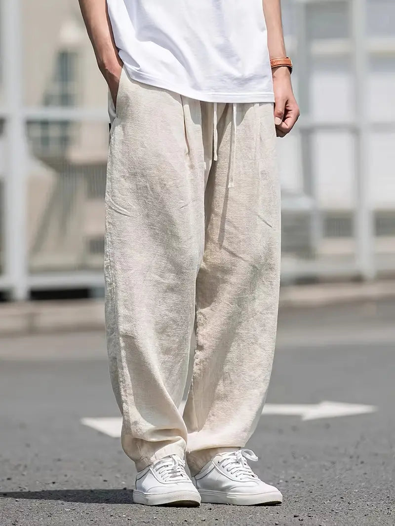 Men’S Relaxed Fit Linen-Style Pants – Lightweight Trousers for Summer Outfits, Holidays and Everyday Wear