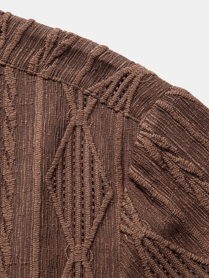 Bold Geometric Jacquard Cuban Shirt - Modern Pattern, Effortless Style